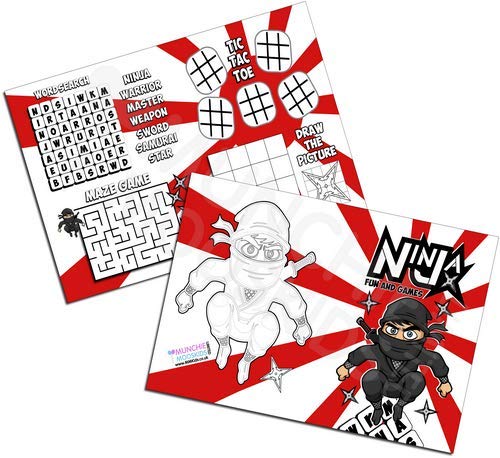 Pack of 12 - Ninja Warrior Karate Fun and Games Activity Sheets - Party Bag Books Fillers