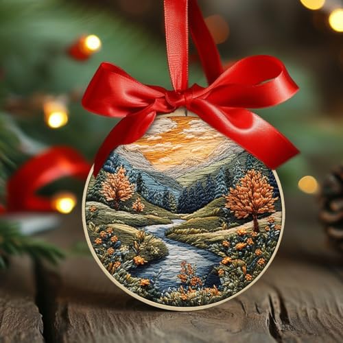 Image of EUBUY Embroidery Kit for Beginners, Nature Landscape Pre-Stamped Pattern Kits for Adults, Hand Embroidery Kit with Hoop, Color Threads,Tools for Craft Lover Hand Stitch