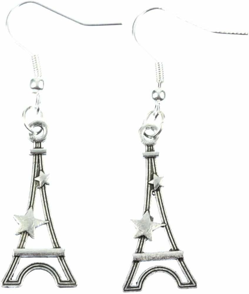 Eiffel Tower Earrings Miniblings Paris France Star Silver