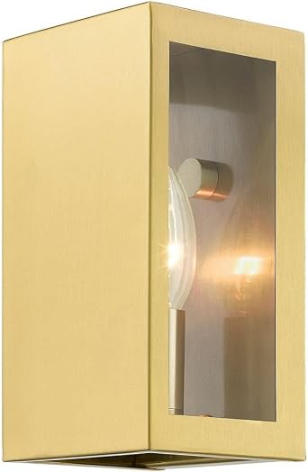 1 Light Small Outdoor Ada Wall Sconce in Nautical Style-8.5 inches Tall and 4.5 inches Wide-Satin Gold Finish 218-Bel-4822657