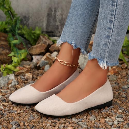 Image of Ladies Moccasins with Soft-Soled Solid Color Versatile Shallow Mouth Breathable for Casual Wear
