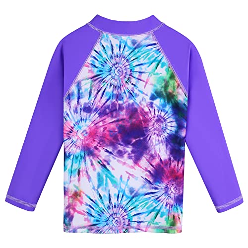 Image of TFJH E Girls Long Sleeve Two Piece Rash Guard Set UPF 50+ 3-13 Y | Stretchy & quick-dry fabric, breathable & lightweight, UPF 50+ sun protection, ideal for pool beach vacation