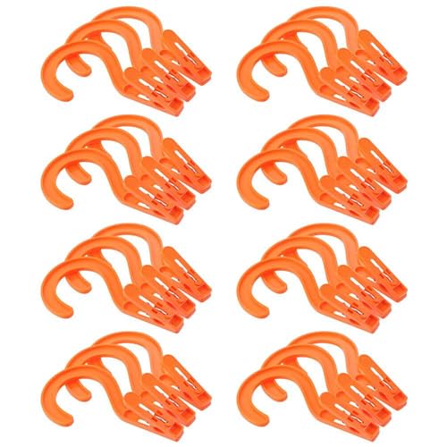 couponhub 24Pcs Portable Laundry Hooks,Plastic Clothes Boot Hangers Super Strong Clothes Pins,Easy to Use,Multipurpose Hanger Clips for Bathroom Travel(Orange)