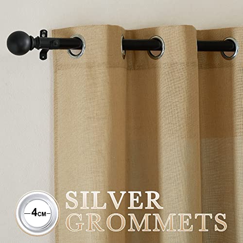 NICETOWN Linen Brown Curtains & Drapes Privacy with Light Filtering, Grommet Flax Linen Burlap Window Treatments Vertical Drapes for Bedroom/Living Room, W52 x L84, 2 Panels