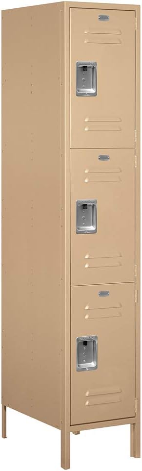 Salsbury Industries 18-53161TN-A 18" Triple Tier Standard, 1 Wide x 6 Feet High x 21 Inches Deep, Assembled Metal Locker, Tan