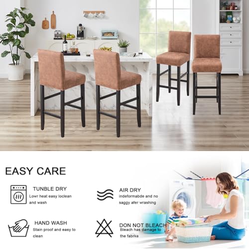 Image of FUANGUI Bar Stool Covers Set of 4, Stretch Bar Stool Seat Covers | Washable Removable Bar Chair Covers with Backs Slipcovers, Bar Chair Covers Square for Kitchen Dining Room Cafe