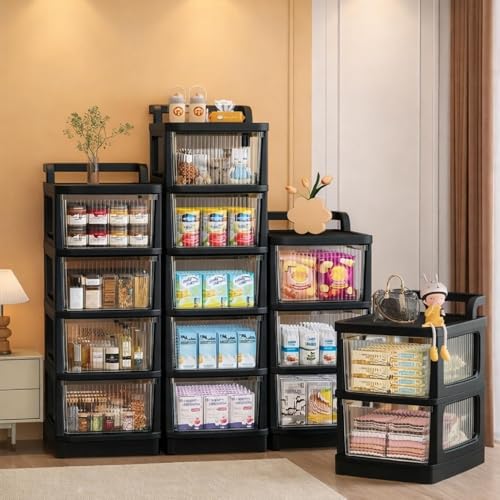 Image of 7 Tier Plastic Storage Drawer /Spacious Organizer with Handle| Modular Storage Rack for Home /Kitchen /Office | Black