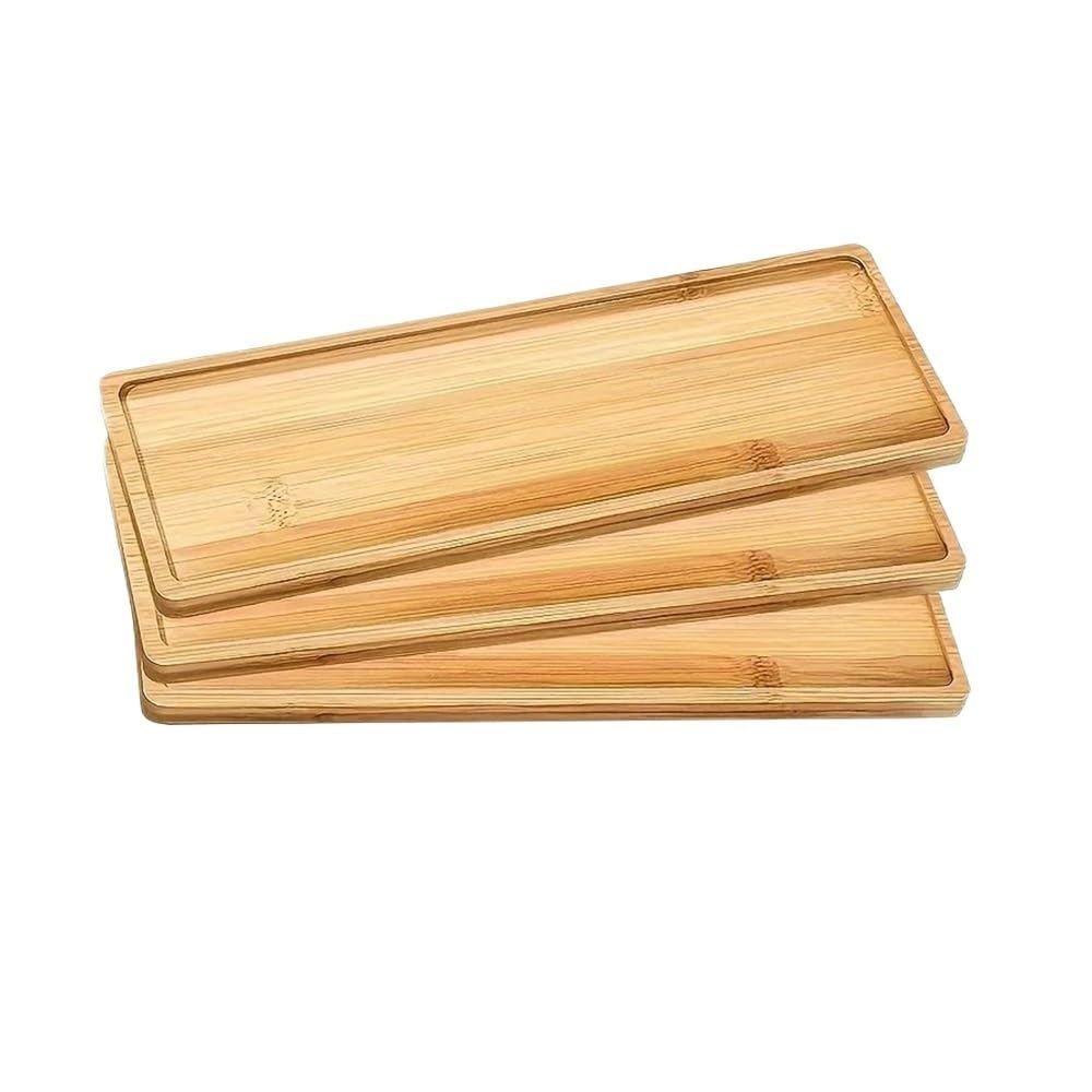 LIANXIBAG 1/3pcs Bamboo Serving Tray, Round Tea For Bathroom Counter, Wooden Vanity Organizer For Decor, Coffee Snack Candle Display(1pc)