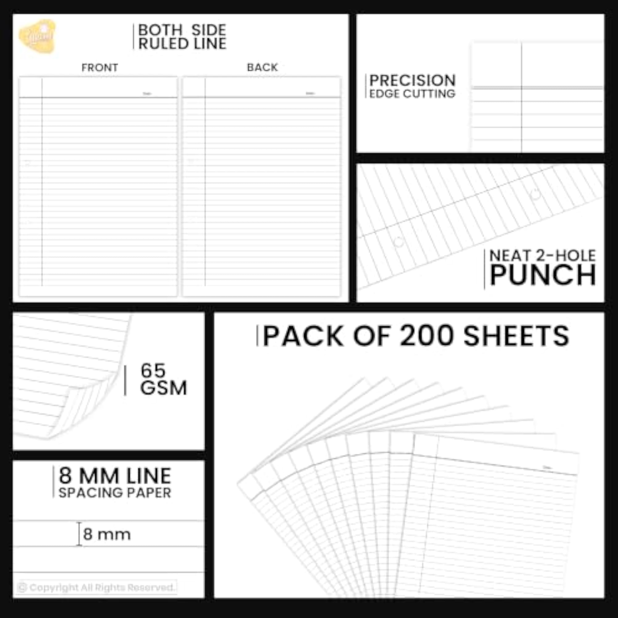 200 Sheets Ruled Loose Leaf Paper for Projects