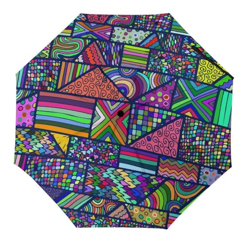 Parapluie voyage compact et automatique à points abstraits pour trajets urbains