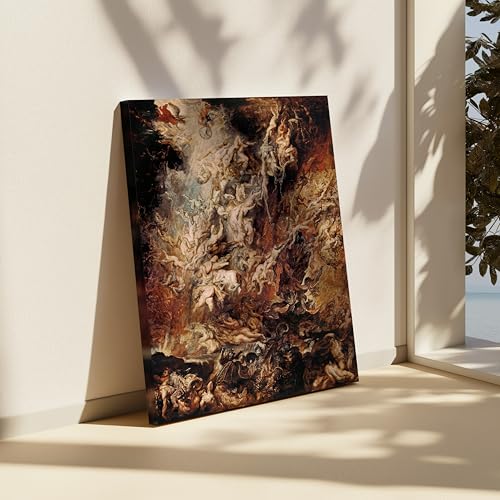 Image of Poster Master Canvas - Retro Baroque Print - Gift for Artist, Friend - Fall of the Damned, Angels, Hell, Heaven - Wall Decor for Home, Living Room - Available in 8x10 to 30x40