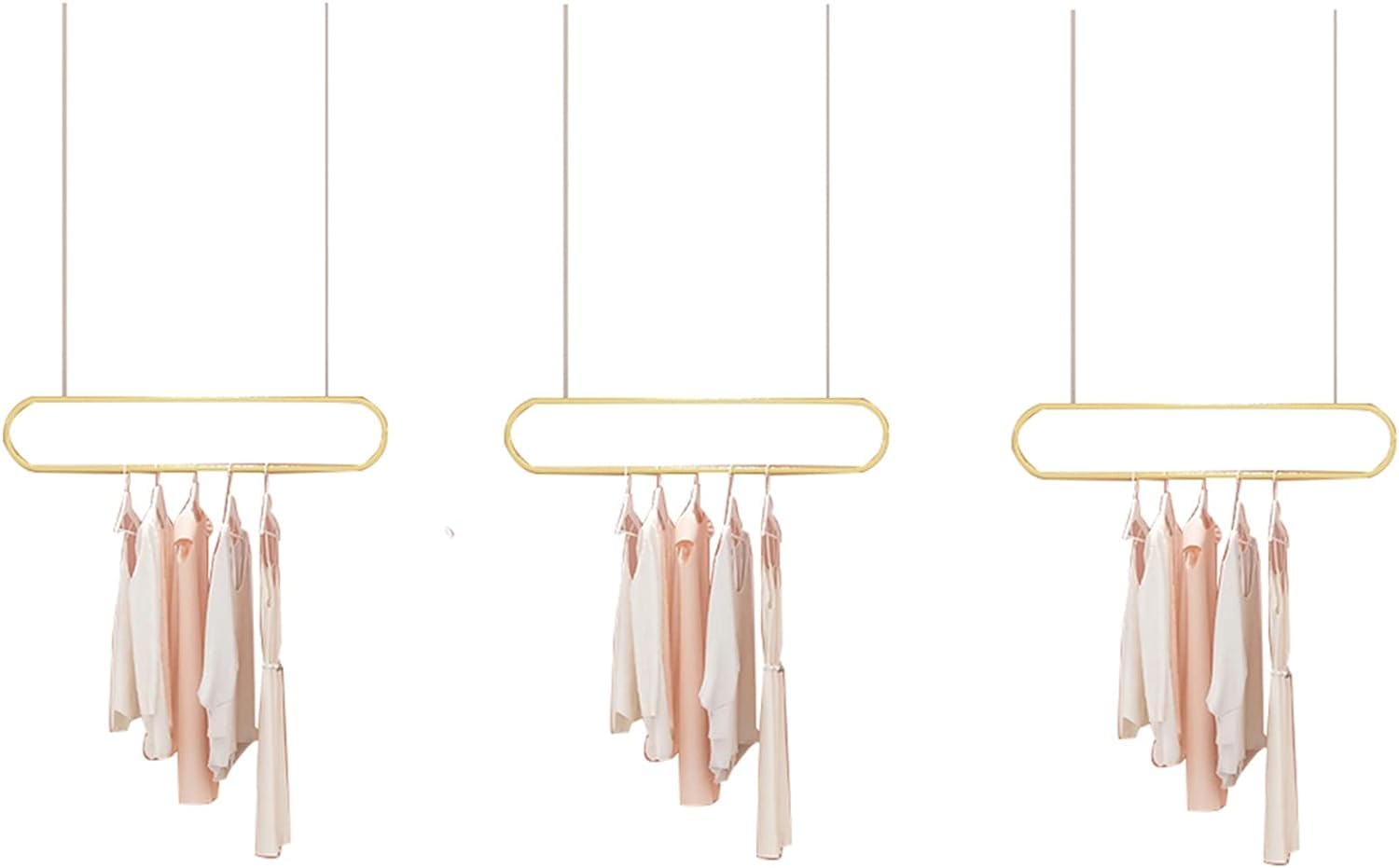 HPTHLY Pipe Clothing Rack, Wall Mounted Garment Hanging Bar, Iron Commercial Clothes Hanger, Garment Display Rack For Retail, Boutiques, (B-140Cm)