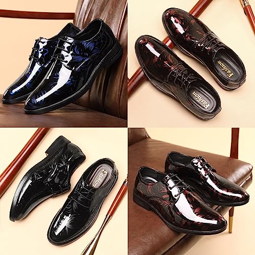 Men's Patent Leather Tuxedo Dress Shoes,Classic Comfort Low-top Slip on/Lace Up Business Casual Wedding Derby Oxfords3