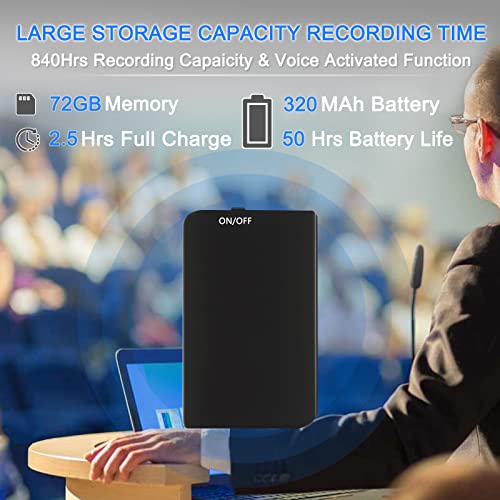 Kubya 72Gb Voice Recorder, Voice Recorder With Playback,Voice Activated Recorder With 840H Recording Capacity & 50H Long Battrey Time, 2 In 1 Mp3 Digital Audio Recording Device With Usb #TOP2