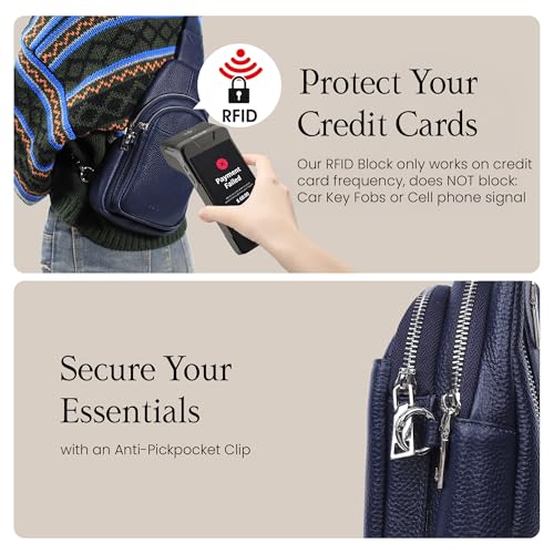 Image of befen Genuine Leather Sling Bag for Women Anti-Theft Crossbody Chest Bags Fanny Packs for Travel with RFID Card Slots