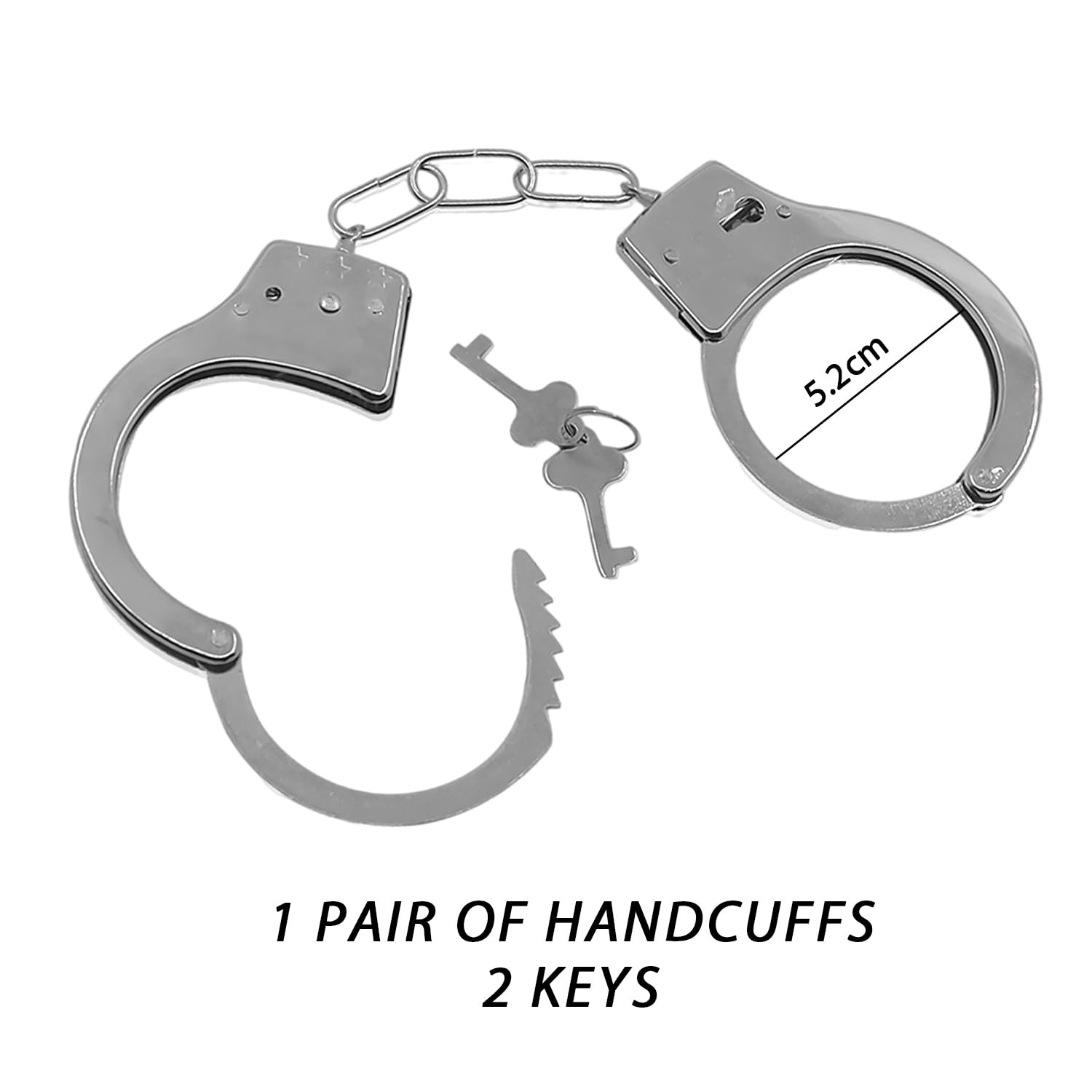 1 manette giocattolo per bambini con 2 chiavi, manette, manette per adulti, simulate manette della polizia, giocattoli per polizia, oggetti di scena per giochi di polizia