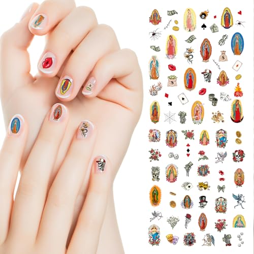 Virgin Mary Nail Stickers Charms - 246 Styles Christian Jesus San Judas Nail Stickers Guadalupe Nail Decals 3D Self-Adhesive for Nails Religious DIY Nail Design Suppliesï¼6 Sheets ï¼ - Image 3