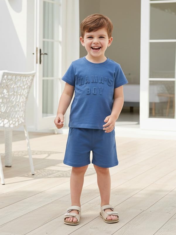 Toddler Baby Boy Summer Clothes Letter T Shirt Elastic Waist Shorts with Pockets 2Pcs Casual Outfit - Image 2