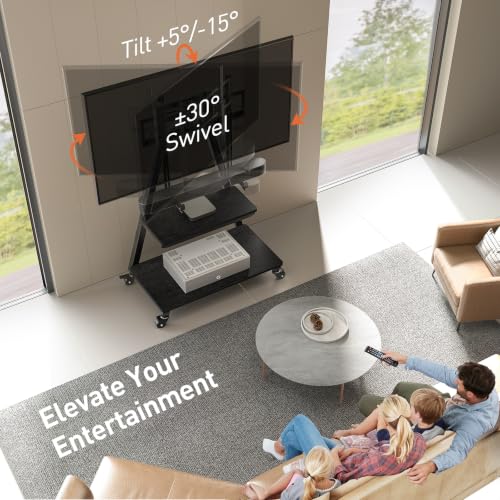 Image of Perlegear Rolling TV Stand with Soundbar Mount for 43-83 inch TVs, 132 lbs
