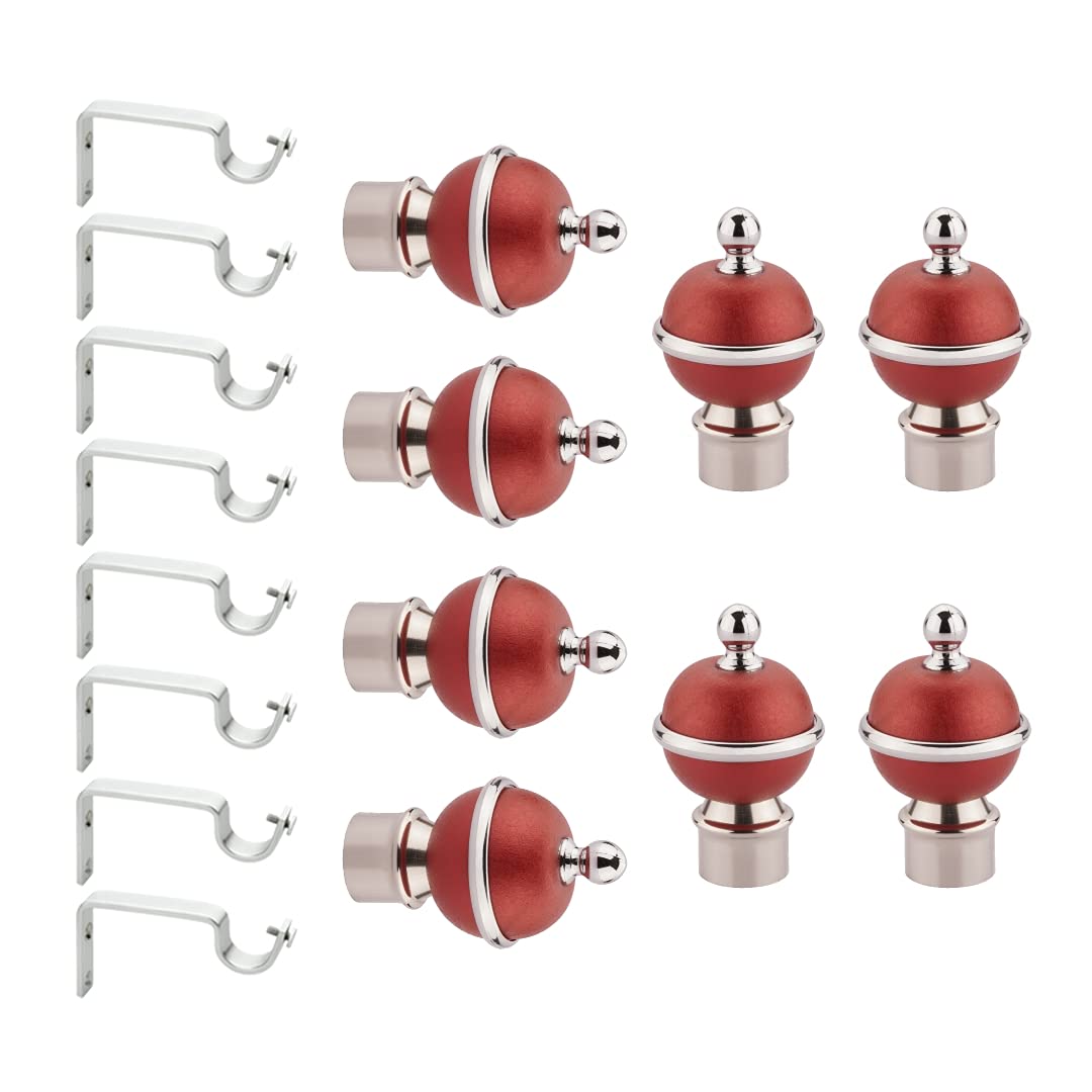 GRIVAN Stainless Steel & ABS Curtain Bracket Parda Holder with Support 1 Inch Rod Pocket Finials Designer Door and Window Rod Support Fittings, Curtain Rod Holder (Pair of 4 , Maroon ) (B097ZM218P) Amazon Price History, Amazon Price Tracker