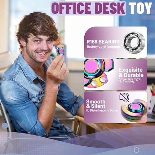 Image of 3-in-1 Fidget Spinner Toy for Adults Metal Slider Clicker Spinner Magnetic for Teen Boys Stress Anxiety Relief Autism ADHD Cool Stuff for Teenage Quiet Gadgets EDC Office Desk Toy for Men