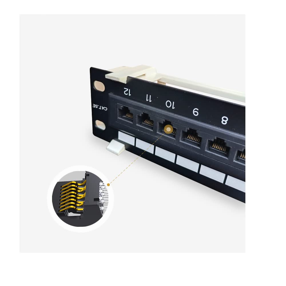 1U 12 Ports Cat6 Unshielded Wallmount Patch Panel UTP Ethernet Patch Panel with RJ45 Cat6 Adapter Patch Panel
