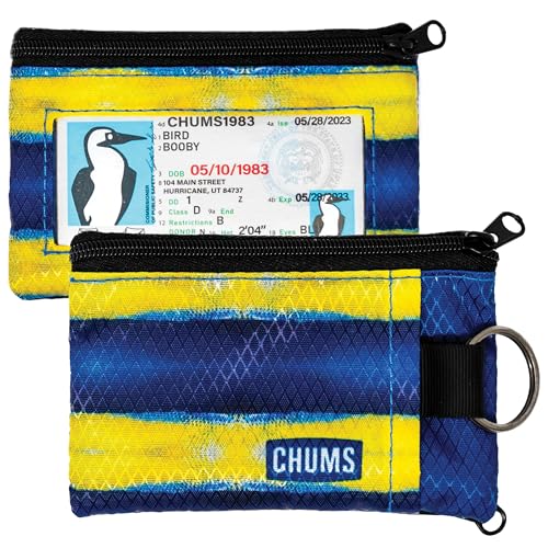 Image of Chums Surfshorts Wallet - Lightweight Slim Wallet with RFID Blocking Card & Clear ID Window - Zippered, Water Resistant w /Key Ring