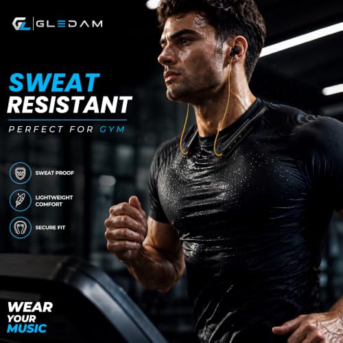 Image of Pro Bluetooth 5.4 Wireless in-Ear Headphones | 60 Hours Playtime | 12.5mm Copper Drivers | Deep Bass | Fast Type-C Charging | Wireless Neckband IPX4 Water Resistant Earphones (Black /Yellow)