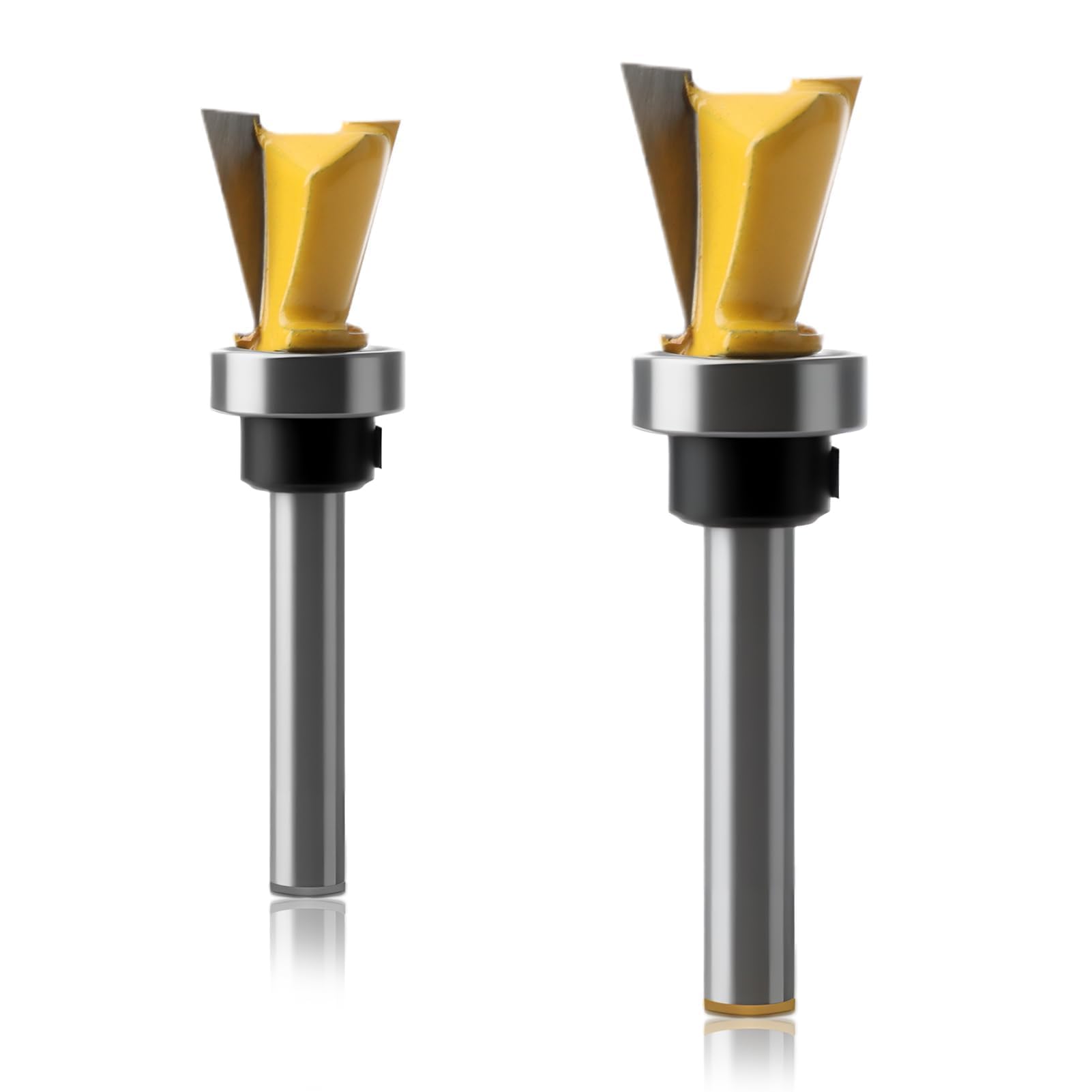 2 Pcs Dovetail Joint Router Bits Set, 1/4 Inch Shank 1/2" 5/8" Dovetail Jig Bits with Bearings