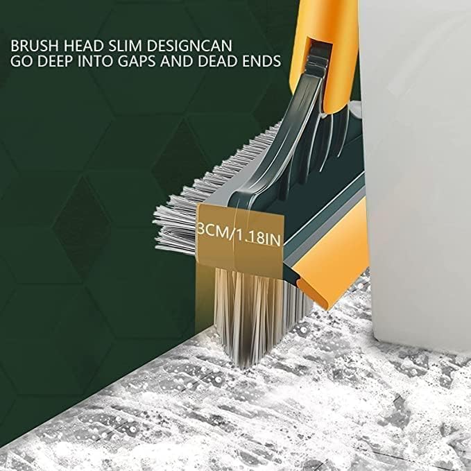 Image of TEKCOOL Bathroom Cleaning Brush with Wiper Upgraded 3 in 1 Tiles Brush Bathroom Brush with Long Handle 180 Rotate Bathroom Floor Cleaning Brush Bathroom Cleaning Accessories;-
