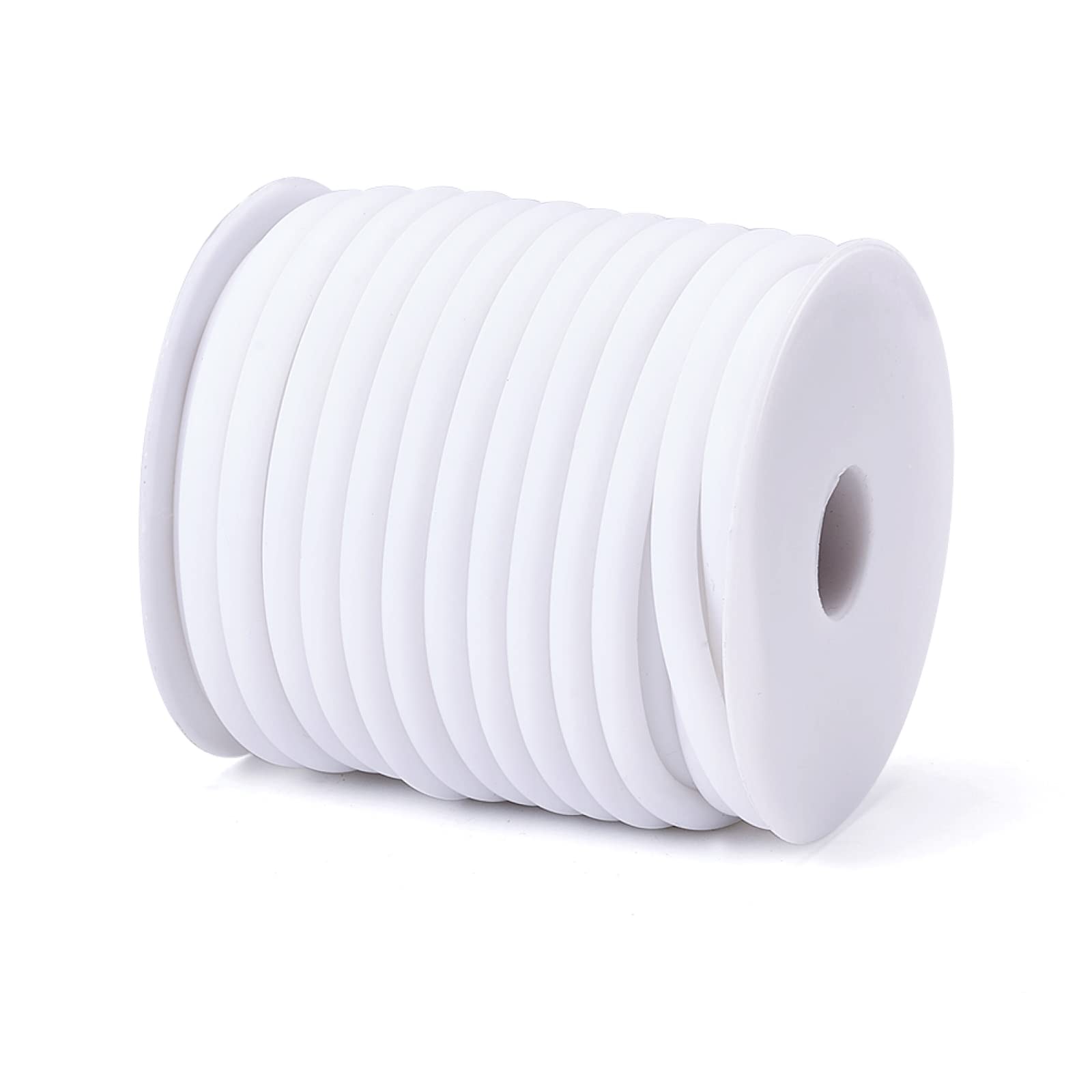 Craftdady 10m Hollow Pipe Tubing PVC Rubber Cord Rubber Tube Cord Wrapped Around For Memory Wire Necklace Bracelet Knitting, White — image 1