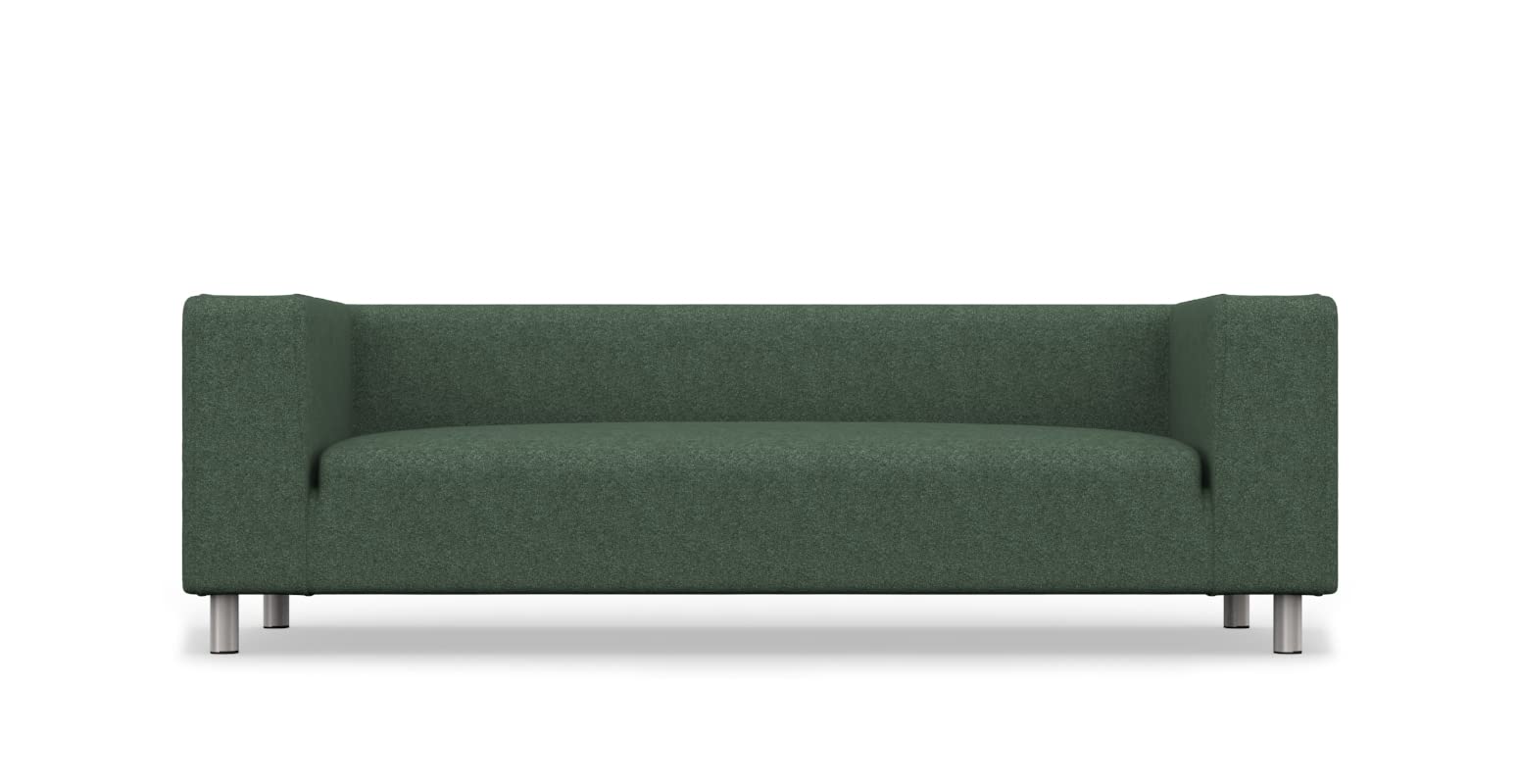 comfortly 4-Seat Sofa Slipcover Replacement Hand Made Compatible with KLIPPAN couch - COVERS ONLY - (Heavy Duty - Green)