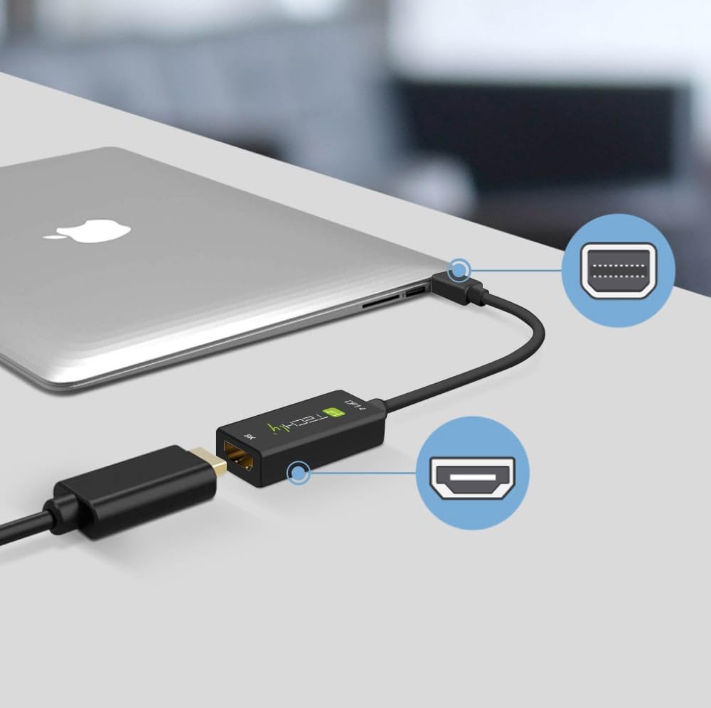 Techly 364170 Adapter Mini DisplayPort (Thunderbolt) 1.4/HDMI 8K aktywny czarny