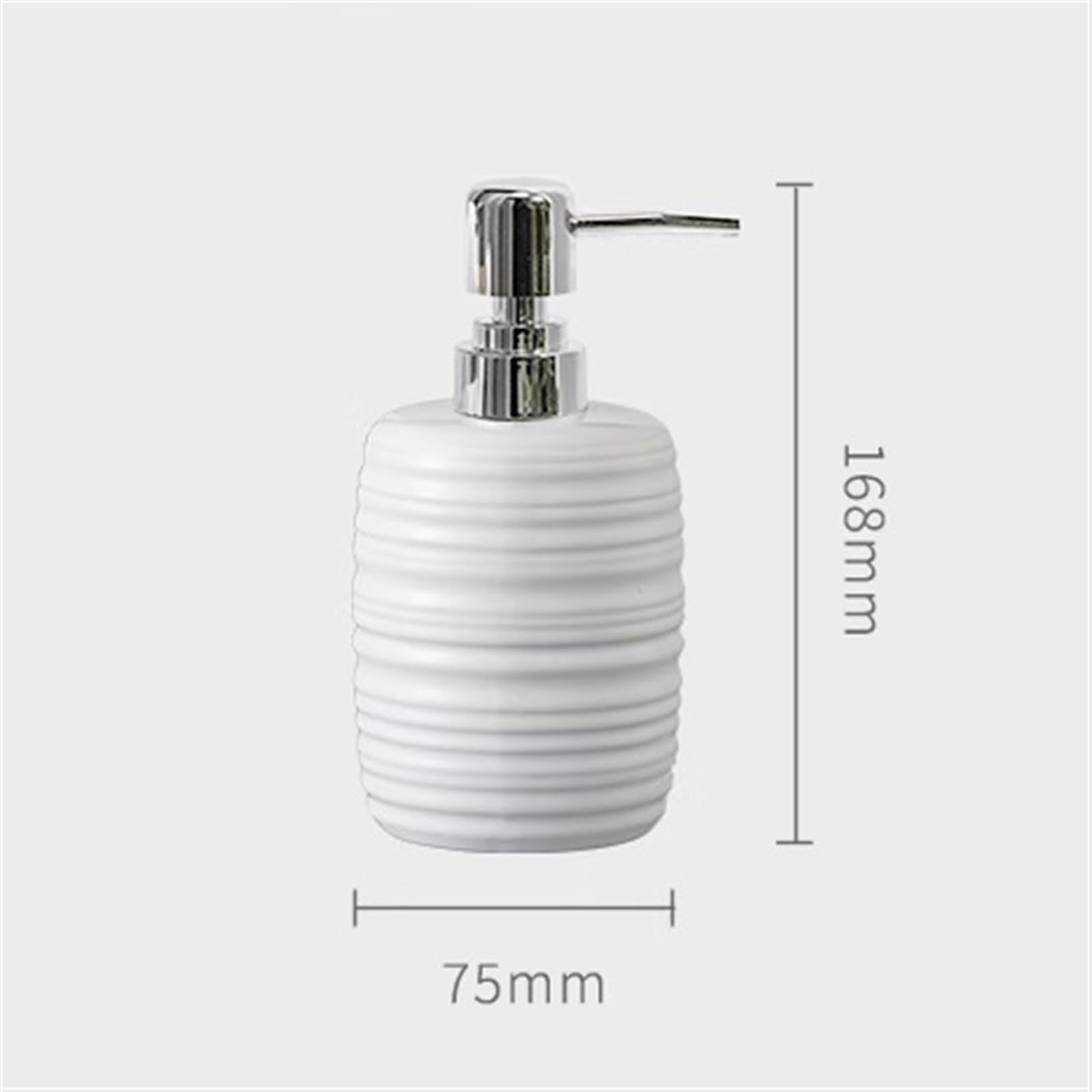 Distributore di Sapone Rotondo da 410 ml con Decorazione a Strisce e Pompa per Bagno, Cucina, Piatti, detersivo