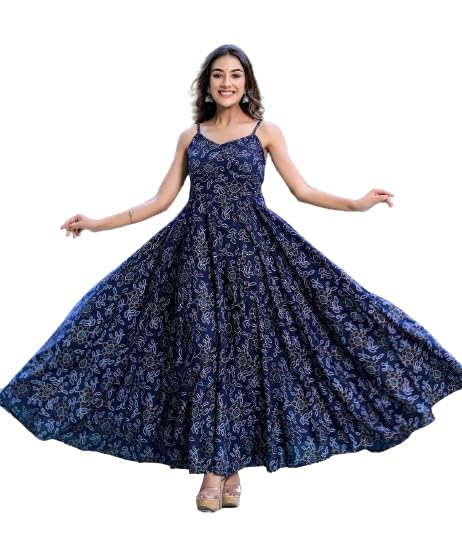 Image of Women Gown with Bandhej Print