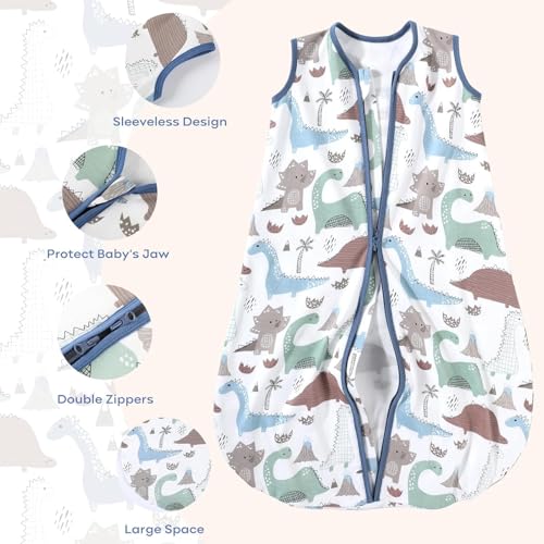 Image of Yoofoss Baby Sleep Sack 24-36 Months Wearable Blanket for Babies 100% Organic Cotton 2-Way Zipper TOG 0.5 Toddler Sleeping Sack 3 Pack, Sleep Sacks