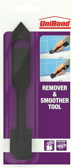 UniBond 1034731 Sealant Remover and Smoother Tool, Easy-to-Use Sealant Finishing Tool, 2-in-1 Plastic Sealant Tool for Smoothing and Removing Silicone Sealant, Black
