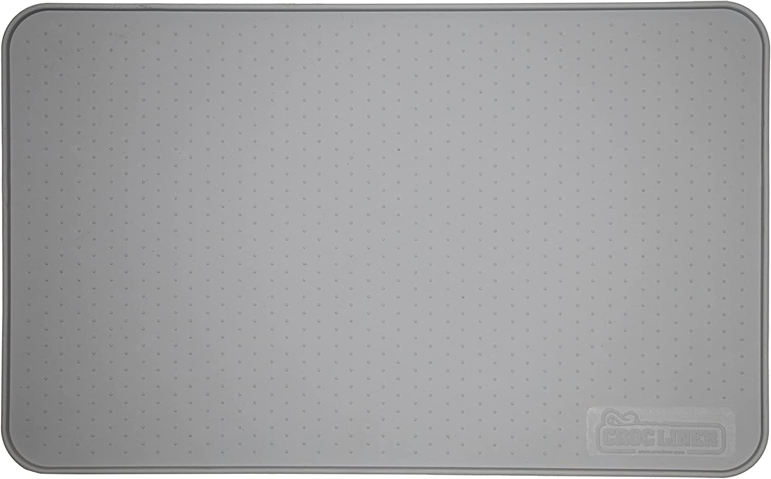 Croc Liner Silicone Pet Feeding Mat, Waterproof, Raised Edge, Dishwasher Safe, Pet Placemat Tray (Medium-Grey)