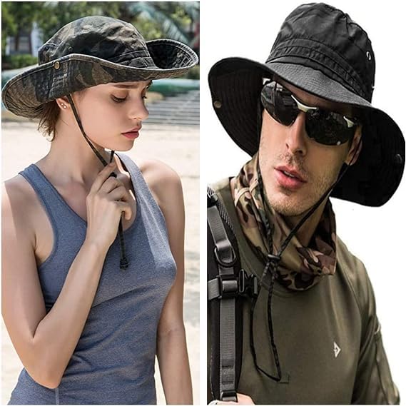 Image of Sun Hats for Men Women Bucket Hat UPF 50+ Boonie Hat Foldable UV Protection Hiking Beach Fishing Summer Safari