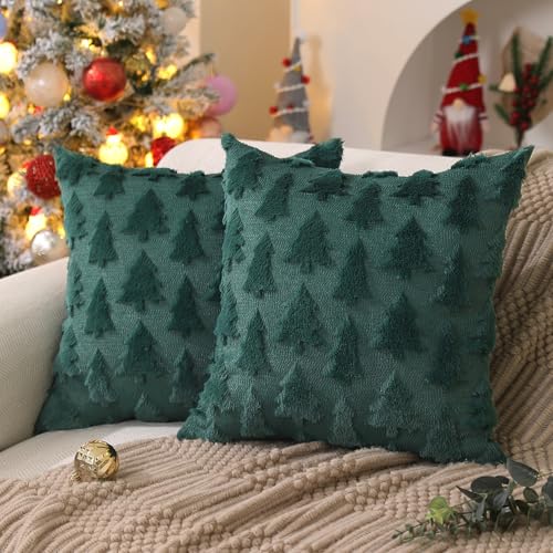 DFXSZ Christmas Tree Pillow Covers 18x18 inch Set of 2