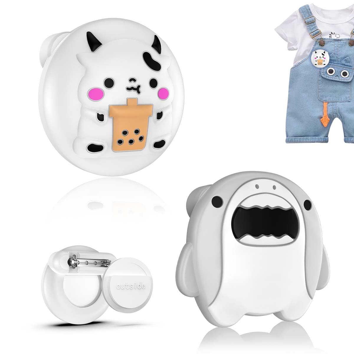 (2 Pack) Compatible with AirTag Holder for Kids, Soft Silicone Waterproof Cute Air tag Case with Pin Hidden Air tag Holder for Child, Elderly, Pets