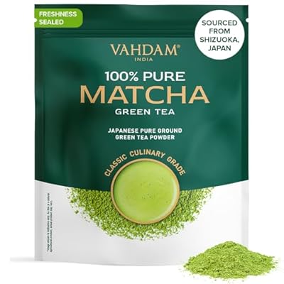 VAHDAM Té Verde Matcha En Polvo 100gm Auténtico Polvo De Matcha Japonés Té Verde De Grado Premium Ideal para Pasteles Batidos Thé Helado 100% Natural