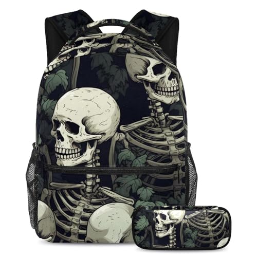 Sac à dos Cool Dark Skeleton 57 grand format avec trousse assortie