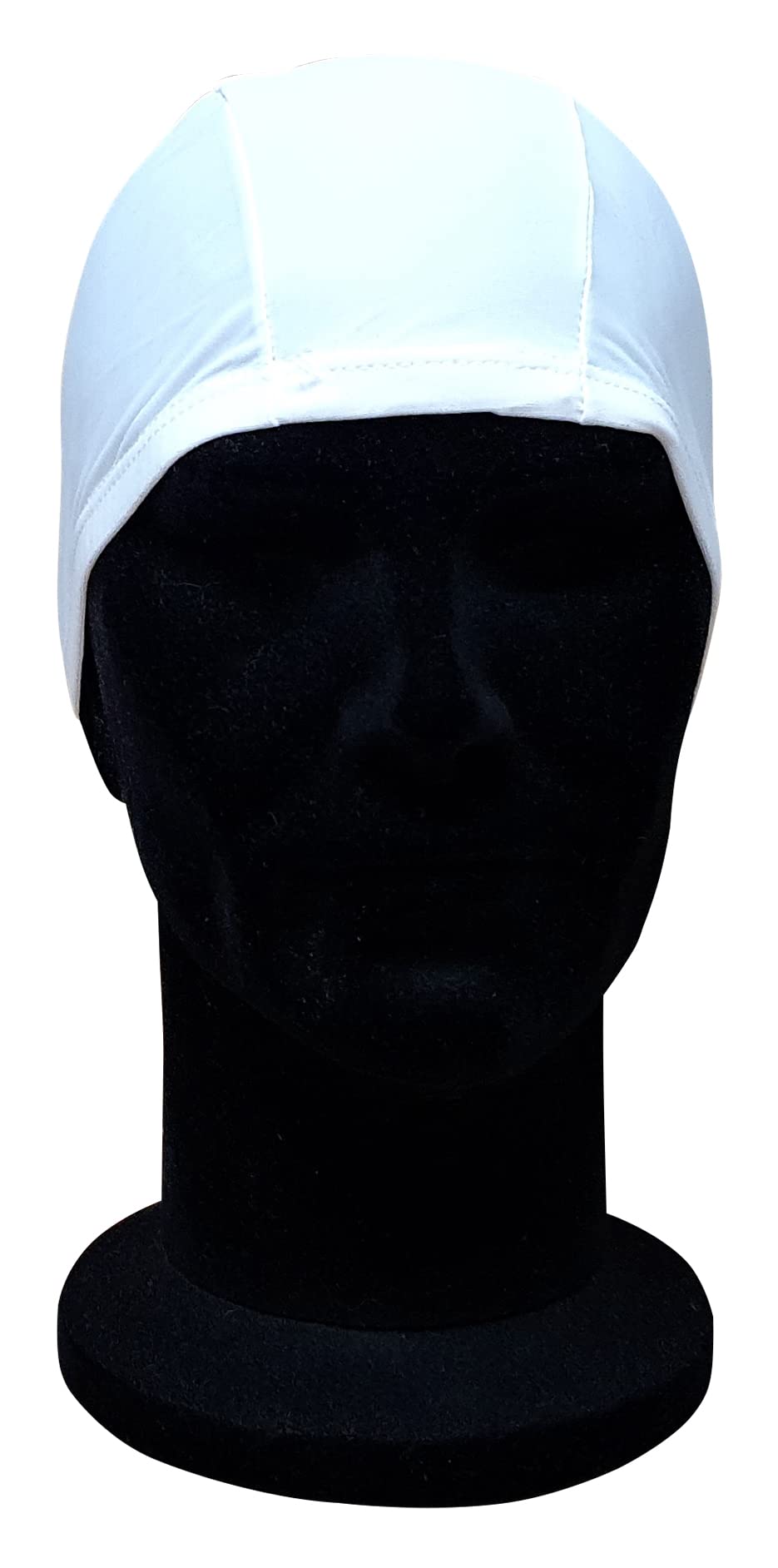 Blue Reef Elasticated Spandex Stretchy Anti Tear Easy Fit Plain Non Waterproof Deluxe Pull On Swimming Hat Swim Cap One Size Suitable For All Ages 3+ Years (White) - Image 3