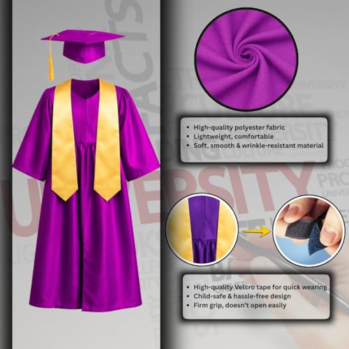 Image of Sarvda Graduation Gown for kids with Cap and Sash, Convocation Dress for Boys and GirlsSchool Ceremony, Fancy Dress