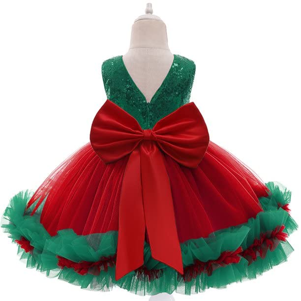 Image of Girls Flower Girl Red Dress Christmas Party Holiday Dresses
