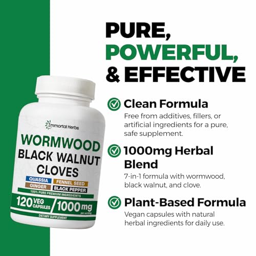 Image of Wormwood Black Walnut Clove Cleanse Extract, 7-in-1 Complex, 120 Pills, Herbal Supplement for Adults, Vegan, Non-GMO & Gluten Free Sweet Wormwood Capsules