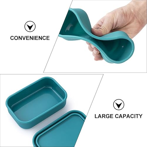 Miniatura 5 de UPKOCH Lonchera de silicona Bento con tapa, refrigerador, contenedor de alimentos reutilizable, soporte para frutas para preparación de comidas,