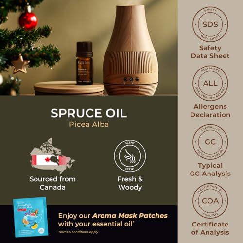 Image of 100% Pure Spruce Essential Oil - 0.34 Fl Oz - Spruce Oil for Hair, Skin, Diffuser, Aromatherapy & DIY Candle Making Scent