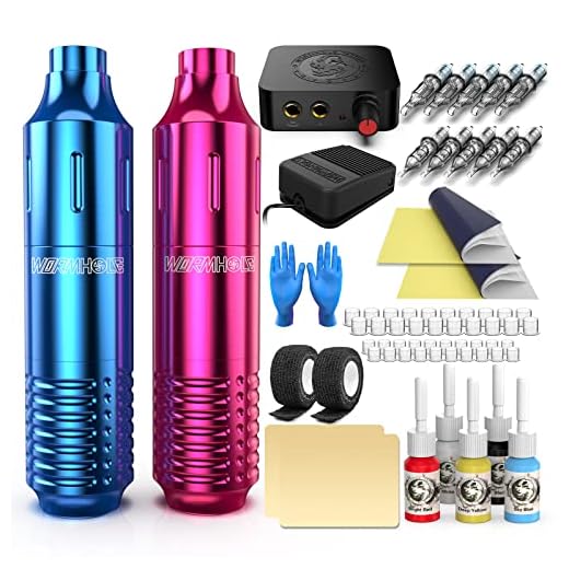 Tattoo Kit, Wormhole Tattoo Pen Kit Cartridge Tattoo Machine Kit for Beginners 2PCS Rotary Tattoo Machine Pen Kit Complete Tattoo Kit Tattoo Supplies WTK196